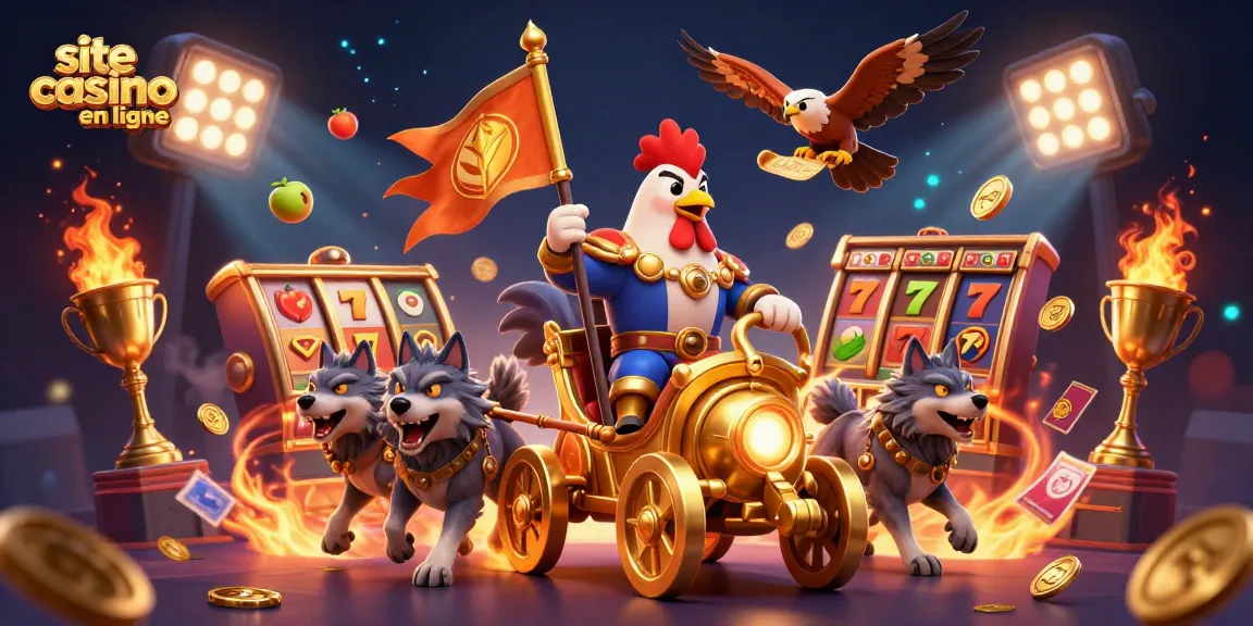 Jouer sur un site casino en ligne avec un coq roi dans une scène de casino dynamique.