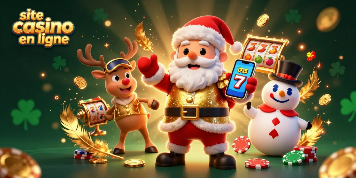 Jouez sur le site casino en ligne avec un Santa amusant et ses amis dans un décor vibrant.