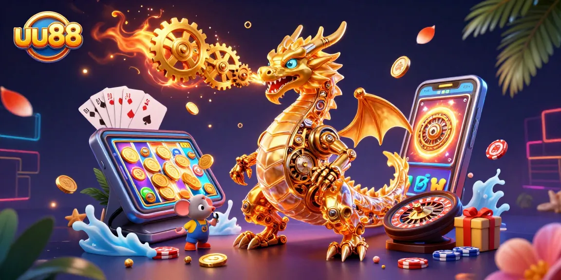 Play engaging games with uu88's vibrant casino scene featuring slots and golden rewards.