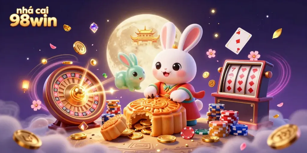 Experience interactive gaming with nhà cái 98win's enchanting casino scene featuring animated characters and vibrant game elements.