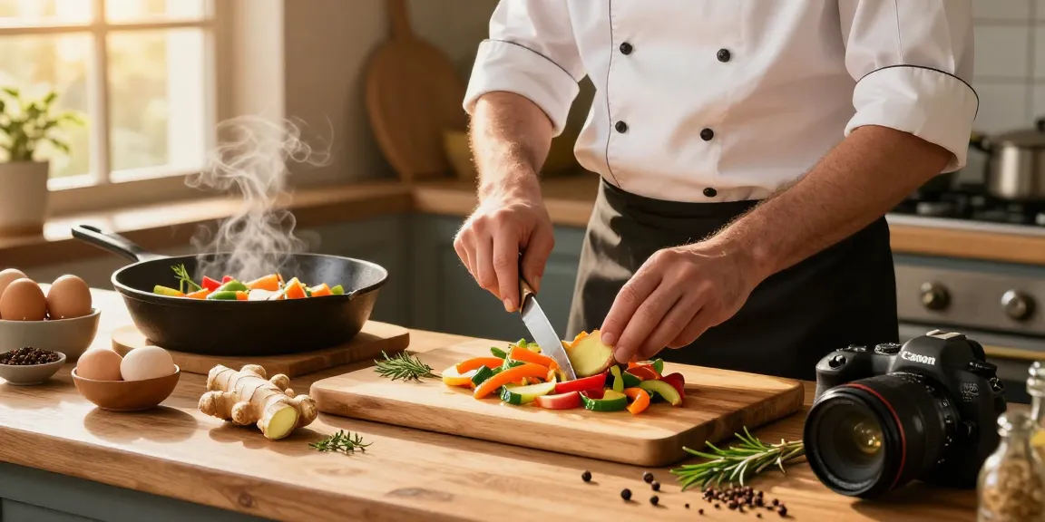 A chef preparing a nutritious dish featuring เว็บสล็อต ingredients in a cozy kitchen, capturing the essence of healthy cooking.