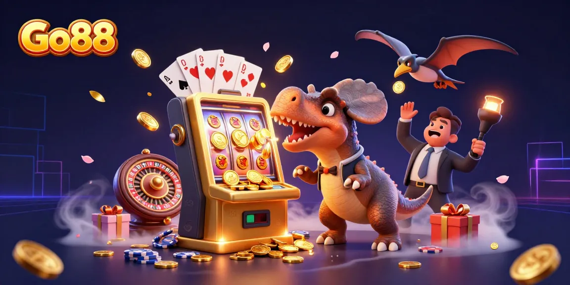 Experience Go88's thrilling jackpots in this action-packed casino scene filled with fun and excitement.