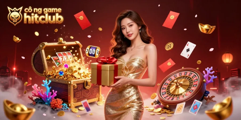 Engage in thrilling wins at cổng game hitclub with vibrant gaming elements and festive celebrations.