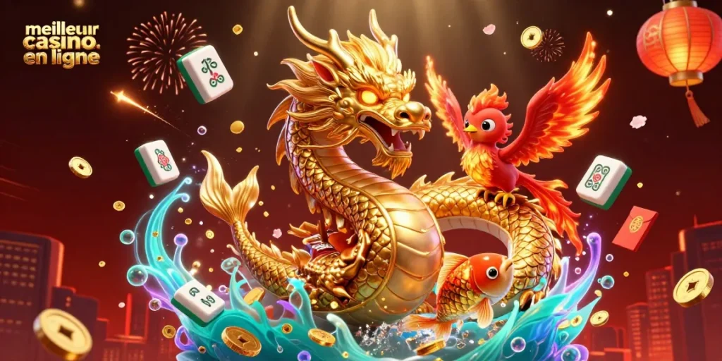 Découvrez le meilleur casino en ligne avec dragons, phénix et koi dans une scène dynamique animée