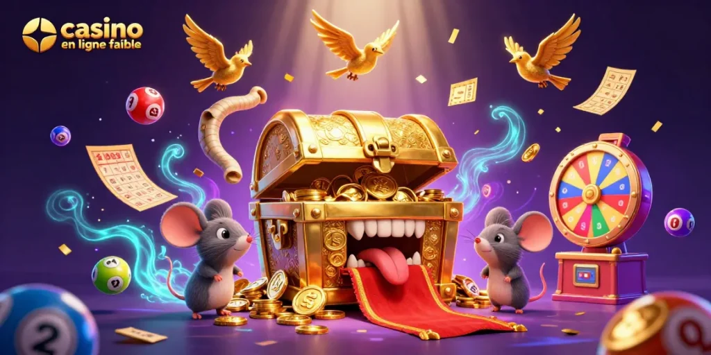 Plongez dans l'univers du casino en ligne fiable avec cette illustration captivante, pleine d'énergie et de jeux.