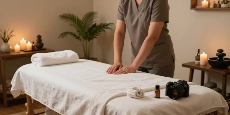 Discover a serene 하남출장안마 massage therapy room filled with calming elements and a relaxing atmosphere.